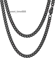 PROSTEEL Fashion Cuban Chain Necklace for Men and Women Black 18K Gold Plated 316L Stainless Steel Width 4.8mm-14mm Length 35.56cm-76.20cm Gift Box Packaging