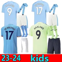 2023 2024 Haaland de Bruyne Bernardo Soccer Jerseys Foden Grealish Mahrez Cancelo Mans Cities Football Shirt 23 24 Gk Man Kits Kids Sock Full Sets