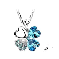 Pendant Necklaces 925 Sier Necklace Jewelry Real Austria Crystal Sweet Style Four Leaf Clover For Women Wedding Gift 5 Drop Delivery Dhfuj