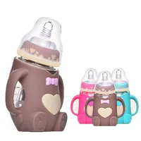 240 ml Baby Silikon Milch Babyflasche Mamadeira Vidro BPA Sichere Säuglingssaft Wasser Babyflasche Tasse Glas Pflege Feede2422