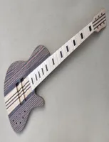 Kits de bajo de cuerpo de madera de cebra semiacabados eléctricos de fábrica con 6 cuerdas Guitarra de bricolaje Diapasón de arce sin pintura se puede cambiar 4957430