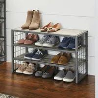 Homes Gardens Farmhouse 3 Tiers ، 12-Compartment Darment Shoe Wood ، Gray