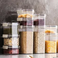 Opslagflessen Foodtank Keukencontainer Plastic doos Jaren voor bulkgranen Pantry Organisator verzegeld met deksel thuisaccessoires