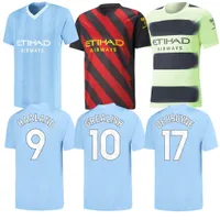 팬 버전 Haaland City Soccer Jersey Grealish Sterran de Bruyne Foden 22 24 Mans Cities Football Shirts 남자 세트 유니폼