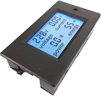 Exakta energimätare Spänningsström 80-260V/20A AC Voltmeter Ammeter Blue Backlight Overload Alarm Function