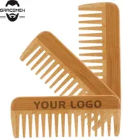 MOQ 50pcs personalizar LOGO Premium Bamboo Hair Beard Combs Anti Static Comb para hombres Women3456775
