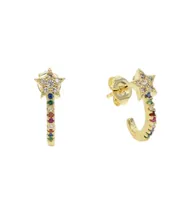 Korean 2019 Fashion Sweet Personality Cute Small Star Stud Earring for Women Girl pave rainbow cz Party Jewelry cheap Whole4274657