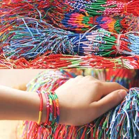Bangle ABL0251(100) Bohemian Brazil Cheap Colorful Rainbow Handmade Weave Woven Braided Rope Thin String Strand Friendship Bracelet