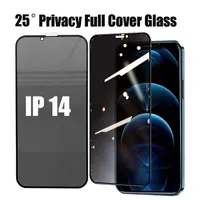 Protecteur en verre trempé de confidentialité à 25 angles pour iPhone 14 13 12 mini 11 PRO MAX XR XS SE 6 7 8 Plus Film de couverture complète anti-espion