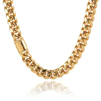 Nuevo collar de oro para hombres Cadena cubana Relleno de oro macizo de 18k Hip Hop 12 mm 30 pulgadas Hebilla abatible Collares cubanos