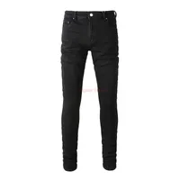 Roupas de grife amires jeans calças jeans amies jeans preto são minimalistas casuais moda jovem elástica calça de perna pequena é plissada amarrada com estilo americano