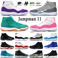 Jumpman 11 баскетбольные туфли разведены Coscord Space Jam Men Men Cherry 11s Pink Purple Midnight Navy Cool Sery Blite Blue Green DMP 25-й годовщины 72-10 кроссовки Размер 13