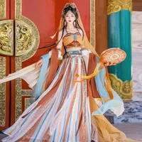 Tianzhu Prenses'in Egzotik Tarzı Hanfu Kadın Batı Bölgesi Tanrıça Dans Performans Elbisesi Eski Kostüm Tam İlkbahar ve Sonbahar Festivali Seti