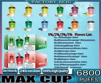 Original Max Cup 6800 Bouffées 0235 16 ML Cigarette Électronique Jetable Vape Pen Starter Kit Rechargeable 850 mAh Batterie Lait Te9670867