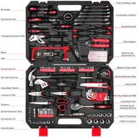 POPTOP 198-Piece Household Tool Set, General Auto Repair Hand Tool Kit with Hammer, Pliers, Wrenches, Sockets and Toolbox Storage Case