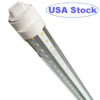 R17d 8 Foot Led Bulb Tube Light HO Base Rotatable Clear Cover 72W, Replacement 300W Fluorescent Lamp Shop Lights,Dual-Ended Power, Cold White 6000K,AC 90-277V usalight