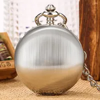 Relojes de bolsillo de plata cepillada, reloj mecánico liso para hombre, esfera con números romanos, elegante reloj antiguo de cuerda manual para hombre