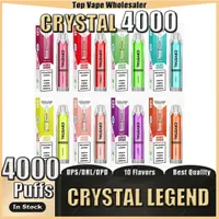 Crystal Legend 4000 Puffs 2% Sigarette elettroniche usa e getta Vape Pen senza Sky Ski Ske Logo 1500mAh Batteria Vaporizzatore Stick Vapor Kit Bar Dispositivo a cartuccia preriempita