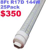 R17d 8 Foot Led Bulb Tube Light HO Base Rotatable Clear Cover 144W, Replacement 300W Fluorescent Lamp Shop Dual-Ended Power, Cold White 6000K,AC 90-277V crestech888