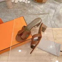 Designer Oran Slippers Original Women Sandals Ladies Luxury Genuine Leather h Flat Party Wedding