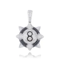 Iced Out Trippieredd Inspired Spike 8-ball Billiard Pendant Necklace With Rope Chin Tennis Chain Hip hop Jewelry238I