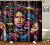 Dafield African American Shower Curtain African American Woman Hoge kwaliteit Polyester Wasbaar Zwart vrouw Girl Douchegordijn T204620813