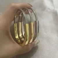 Joyas de diseño Brazalete de acero de titanio Pulsera de bloqueo de diseñador Pulseras de oro rosa de plata para joyería de mujer