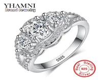 YHAMNI Fine Jewelry Solid 925 Sterling Silver Wedding Rings Set Sona CZ Diamond Engagement Rings Brand Jewelry for Bride R173870791773507