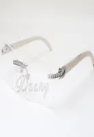 Doğrudan Moda Yüksek Kaliteli Gözlükler Çerçeve Gösteri Çerçevesi T3524012 Beyaz Doğal Rhinoceros Boynuz Meydanı Elmas Gözlük 58138915