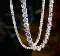 3mm 5mm 1 Row Cubic Zirconia Real Solid 925 Sterling Silver Tennis Chain Choker Necklace 1822quot Men Women Hiphop Jewelry5191034