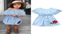 Infant Baby Summer Dress Kids Girl Toddler Princess Lace Denim OffShoudler Cotton Party Clothes Outfits 15 Year Old 20182725002