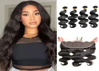 8a Grade Body Wave Human Hair Bundles With 13X4 Ear To Ear Lace Frontal Virgin Peruvian Body Wave Human Hair Extensions6225575