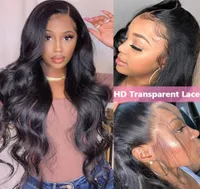 hd transparent body wave lace frontal human hair wig for black women 250 density preplucked glueless 13x6 lace frontal wig7935727