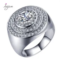 Cluster Rings High-quality Sparkling Diamond Disc Clock Circle Zircon Engagement Wedding Ring For Women Sweet And Romantic Jewelry Gift