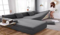 Gray leather Sofa Cover Set Stretch Elastic Sofa Covers for Living Room Couch Covers Sectional Corner L Shape Furniture Covers LJ29652011