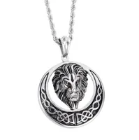 New Casting Silver Amazing Quality Men039s 316L Stainless Steel Lion Head Pendant Circle With 4mm22quot ed Rope Chain N5576482