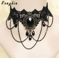 Vintage Gothic Black Lace Choker Necklace For Women Flower Chocker Statement Collar Bijoux Femme Collier Collares7082225