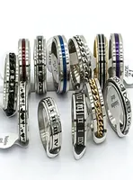 30pcslot Design Mix Spinner Ring Rotate Stainless Steel Men Fashion Spin Ring Male Female Punk Jewelry Party Gift Whole lots3878059