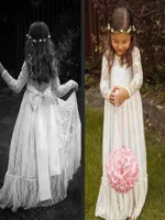 Long Sleeve Flower Girl Dresses Ruffled Lace Handmade Vintage Formal Gowns Princess Special Pregnant Dress6179891