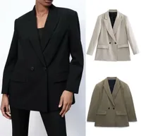 Woman Loose Doublebreasted Blazer Suit Collar Button 3Color Suit women039s Jackets Suits Jacket Party Formal Wear 2201145553339