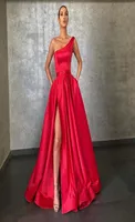 Red Evening Dresses 2021 With Dubai Middle East High Split Formal Gowns Party Prom Dress Sash Plus Size Vestidos De Festa Red Carp8250518