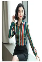 new womens silk satin runway shirts plus size long sleeve lapel neck printed ladies button blouse sexy slim office designer shirt 5303944