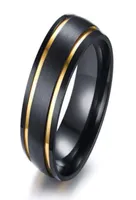 Whole Mens Black Gold Stainless Steel Wedding Band Rings Anniversary Gift70874001002244