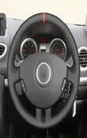 Steering Wheel Covers Handstitched Red Marker Black PU Artificial Leather Car Cover For Clio 3 20052013 20052013Steering Covers2957933