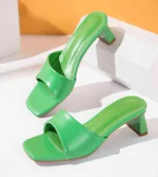 women039s small highheeled mule beach and casual sandals barefoot green or white tap shoe size 41 42 summer8959717