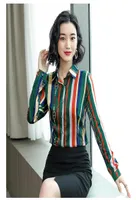 new womens silk satin runway shirts plus size long sleeve lapel neck printed ladies button blouse sexy slim office designer shirt 1780626