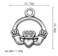 2021 Claddagh Friendship Friend Heart Love Charms Antique Silver Plated Holding Hands Pendant DIY Charm4134152
