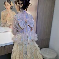 Вышитая одежда 2022 Новая поджарие для одежды свадебная невеста летняя дракон пиджак ретро -ретро -китайский свадебный наряд видит наряд