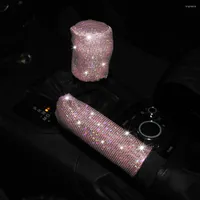 Steering Wheel Covers 3PCS set Car Cover Pink Bling Glitter Handbrake Gear Auto Interior Accessories Four Seasons Universal