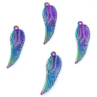 Charms 10PCS lot 30X9MM Rainbow Color Angel Wing Pendant Alloy Necklace Fit For Bracelet Earrings DIY Jewelry Findings
